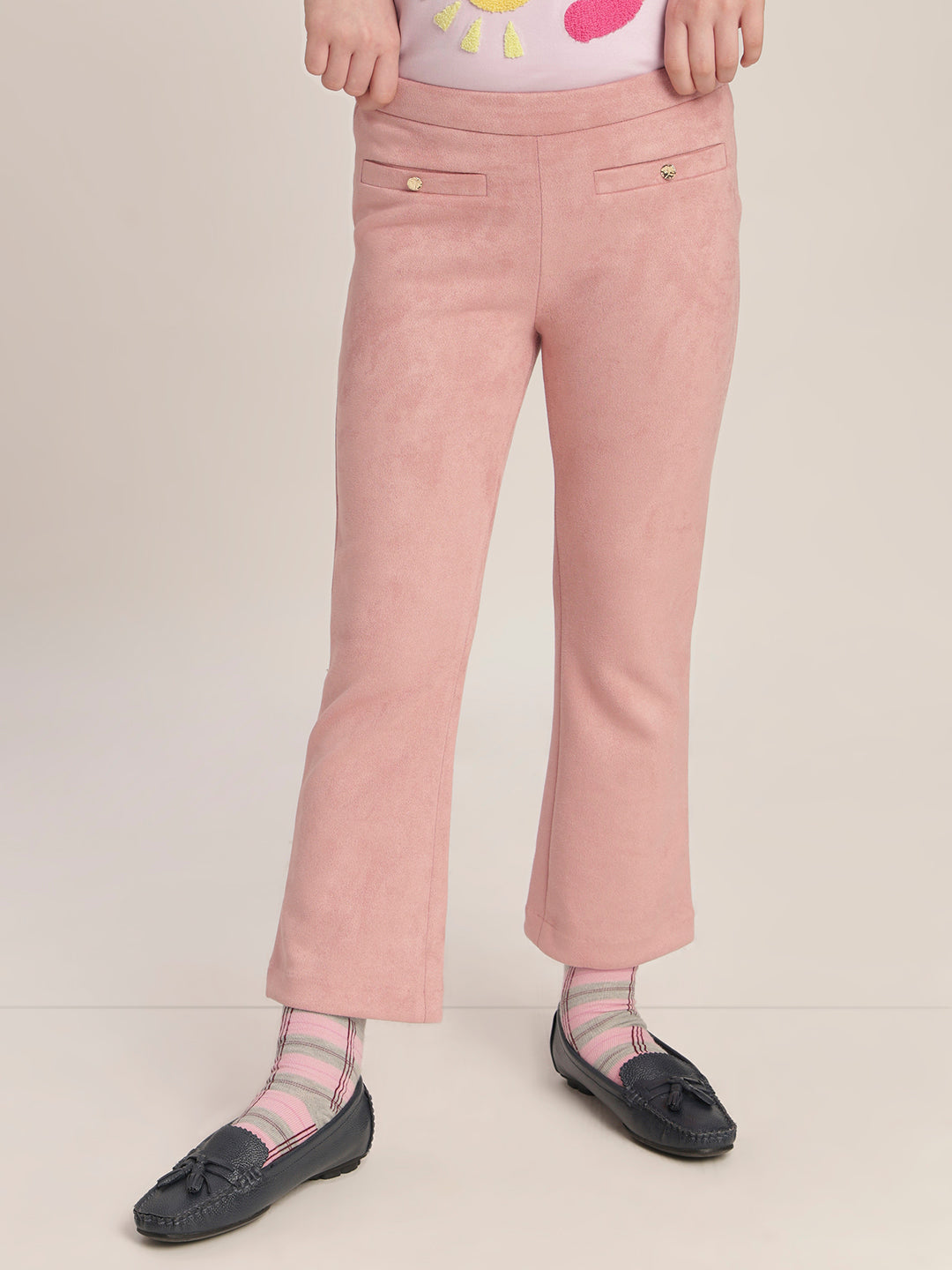 Girls Pink Bootcut Pants