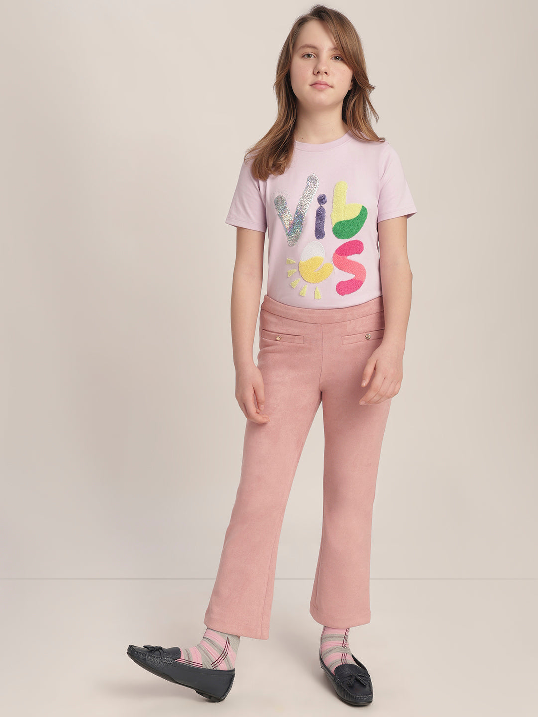 Girls Pink Bootcut Pants