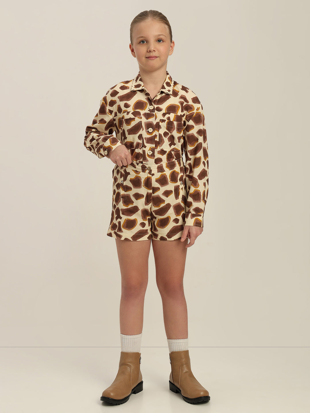 GIRL Animal Print Cotton Shorts