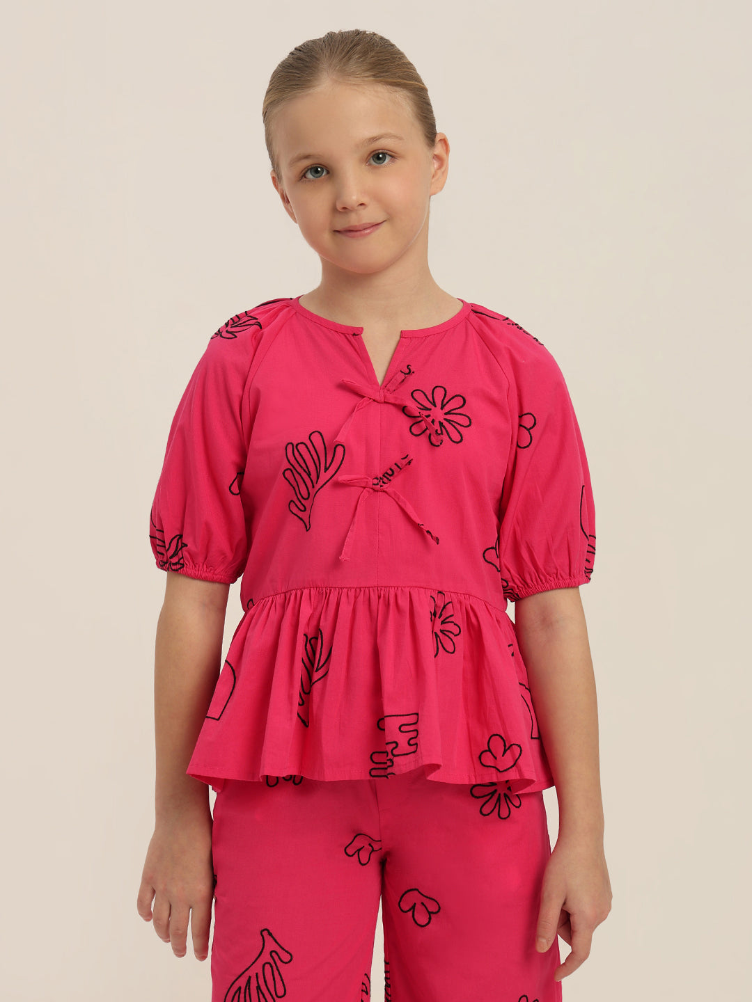 GIRL Printed Peplum Top