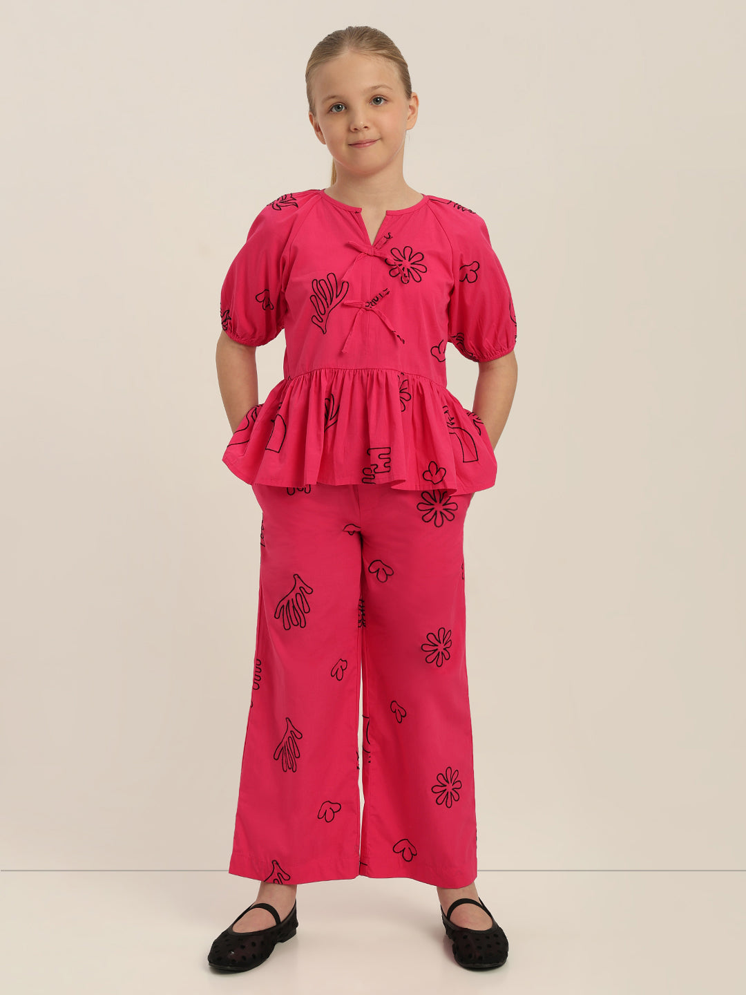 GIRL Printed Peplum Top