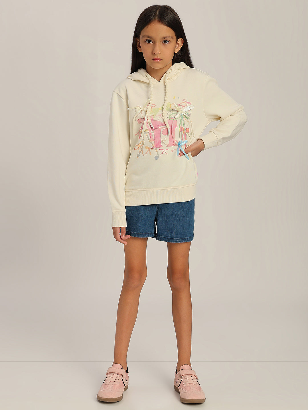 GIRL Printed Hooded Sweatshirt