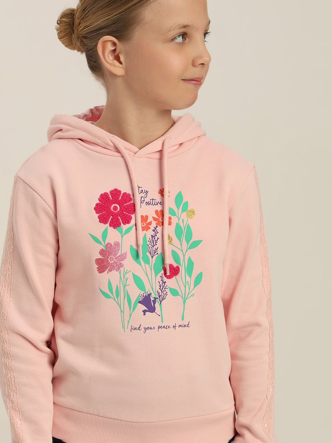 GIRLS Blush Pink Floral Hoodie