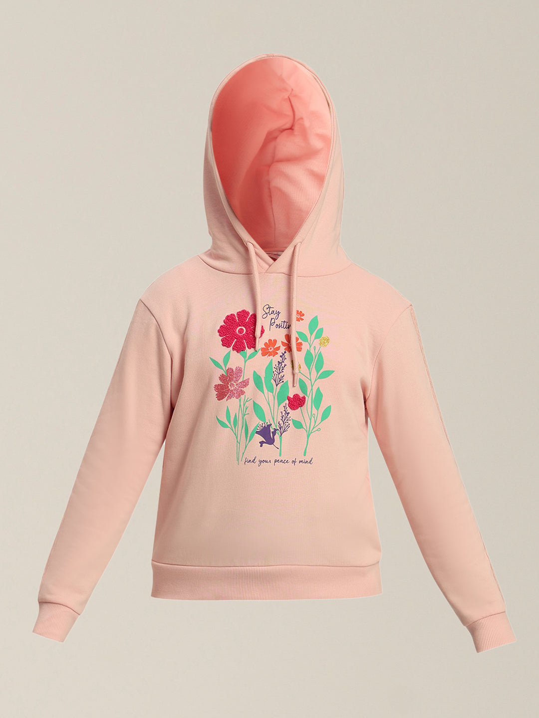GIRLS Blush Pink Floral Hoodie