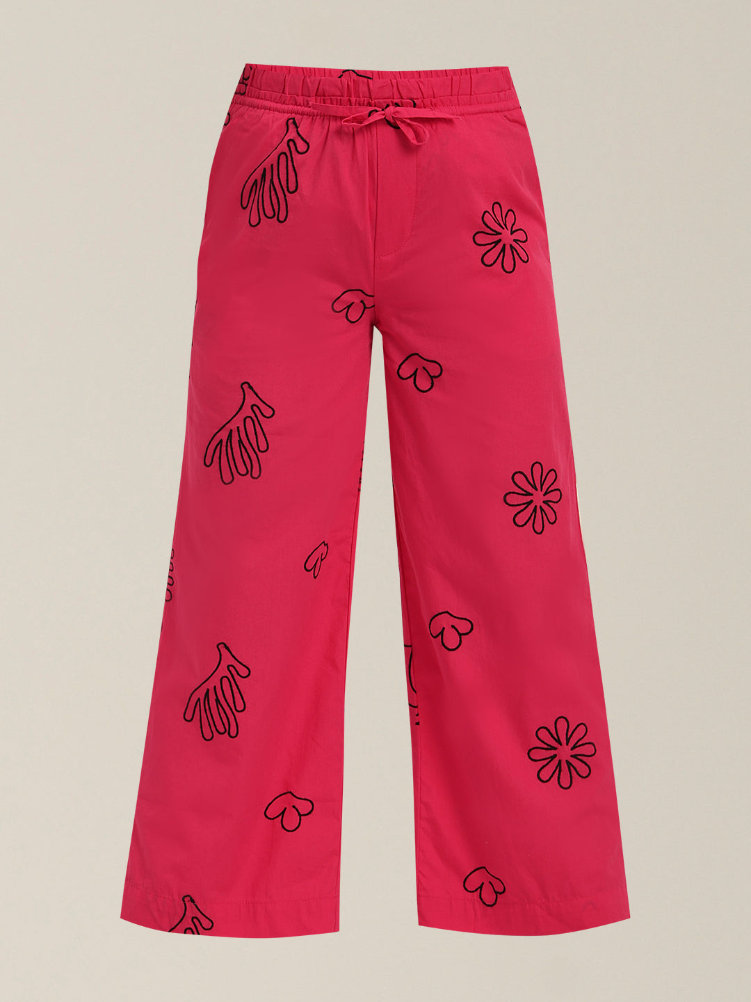 GIRLS Pink Printed Relaxed Fit Pants