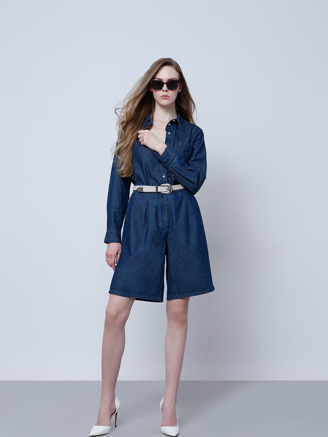 Vero Moda Dark Blue Bermuda Denim Shorts