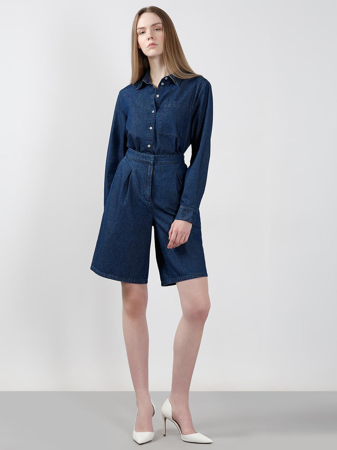 Vero Moda Dark Blue Bermuda Denim Shorts