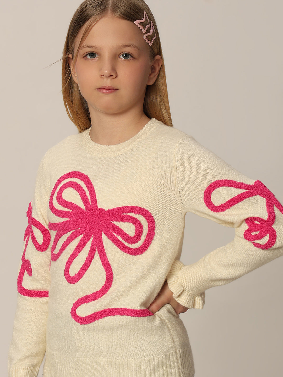 GIRL Pink Bow Detail Sweater