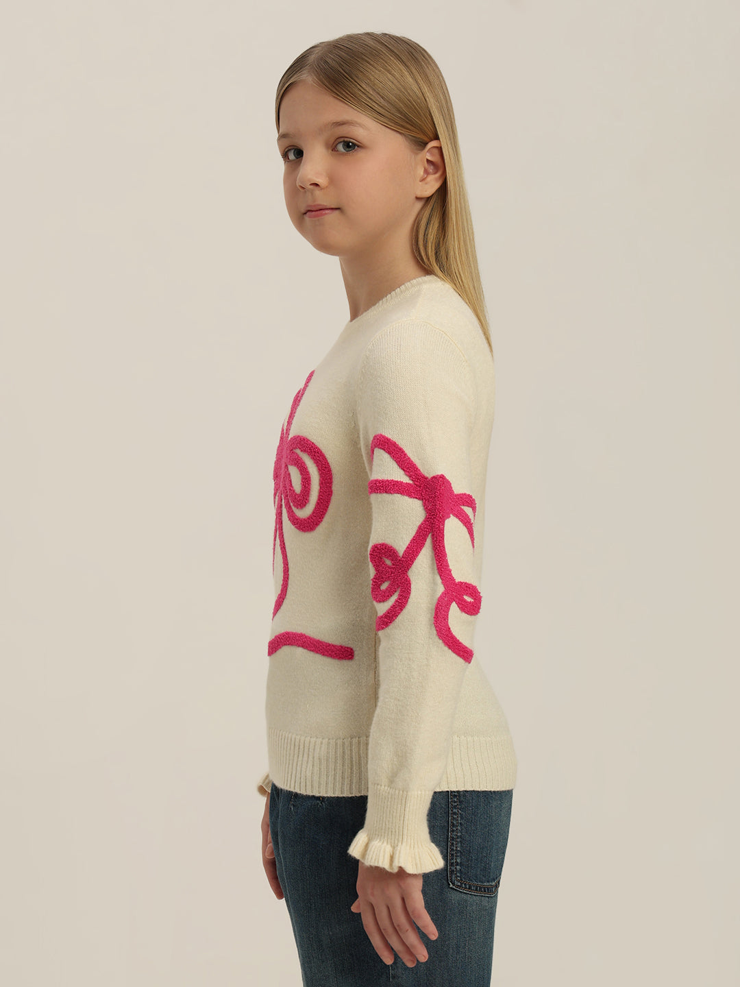 GIRL Pink Bow Detail Sweater