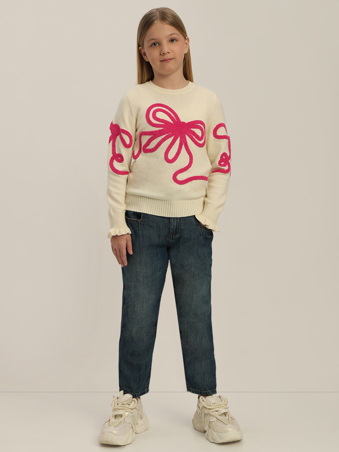 GIRL Pink Bow Detail Sweater
