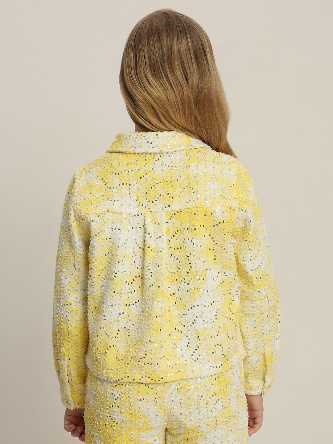 GIRLS Yellow Lace Embellished Shirt
