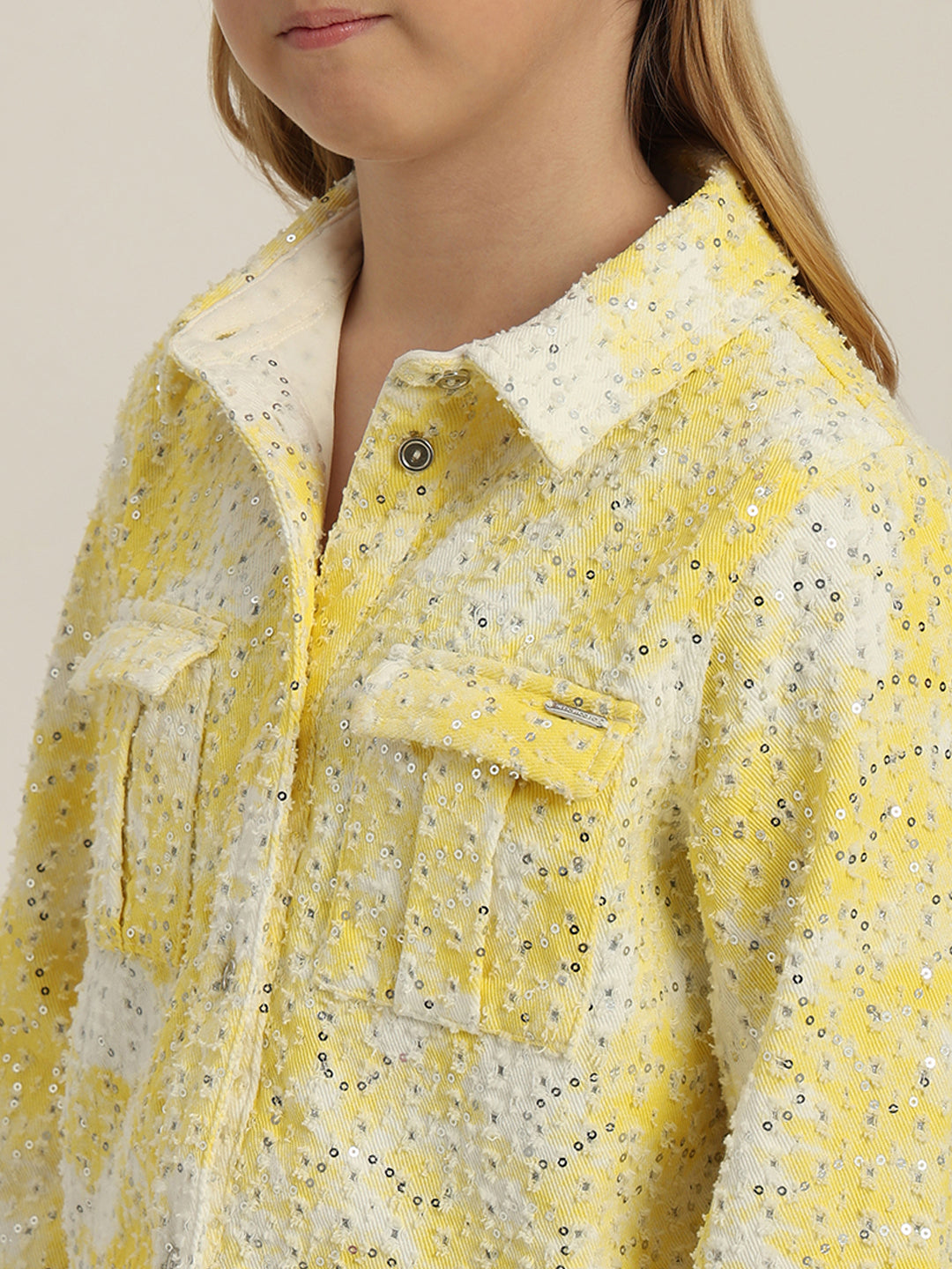 GIRLS Yellow Lace Embellished Shirt