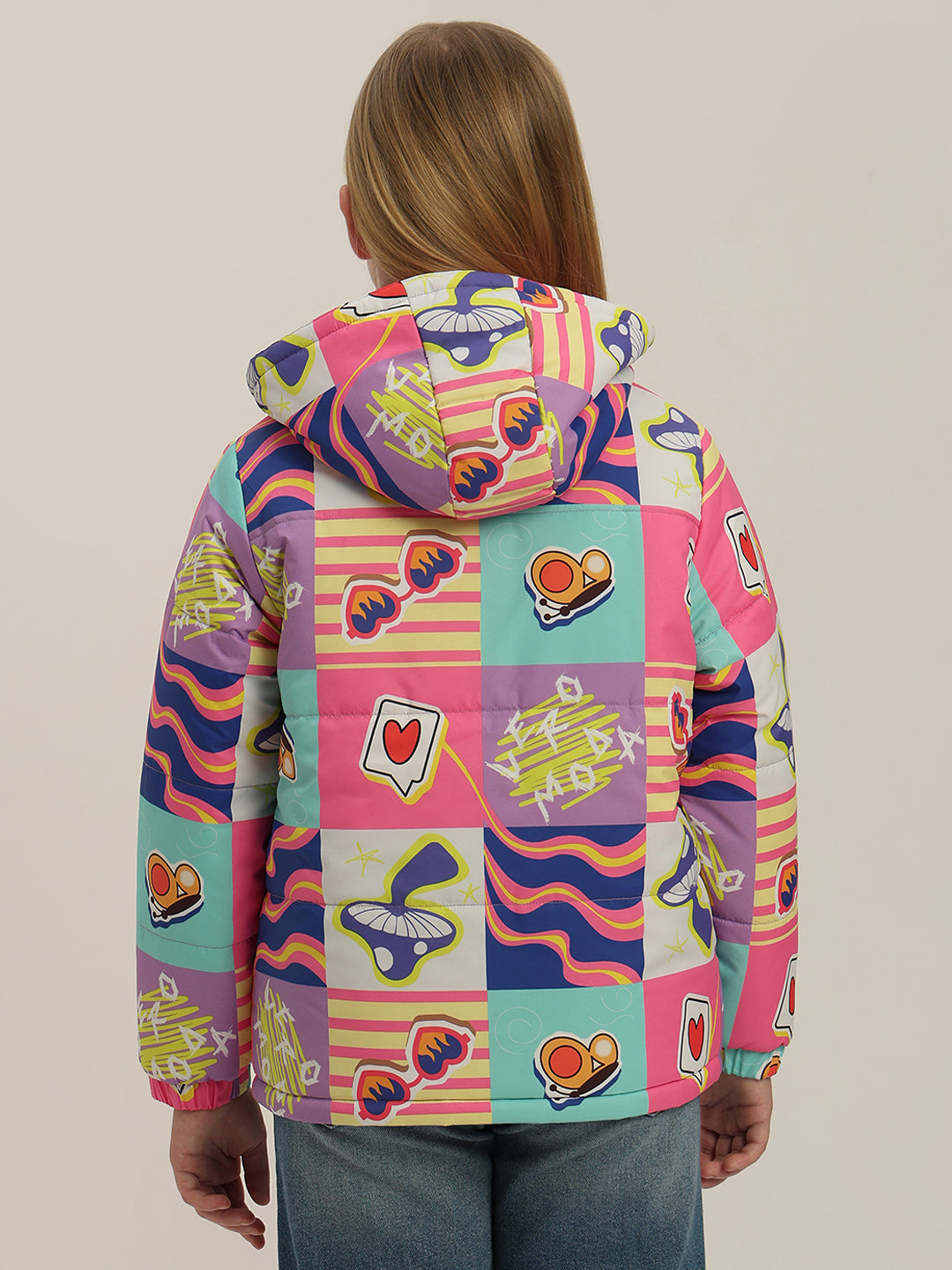 GIRL Printed Hooded Puffer Jacket