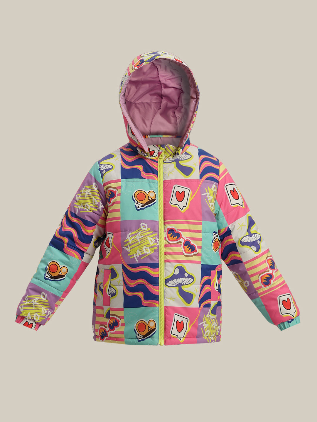 GIRL Printed Hooded Puffer Jacket