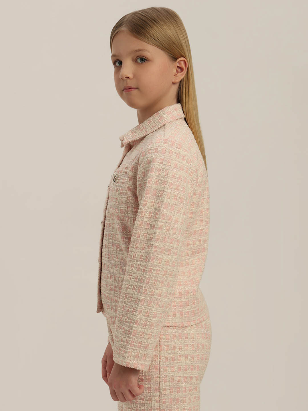 GIRLS Light Pink Tweed Jacket