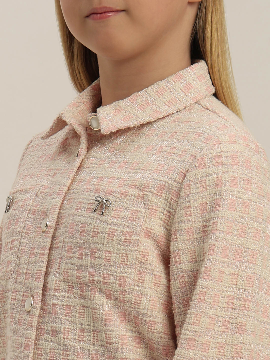 GIRLS Light Pink Tweed Jacket