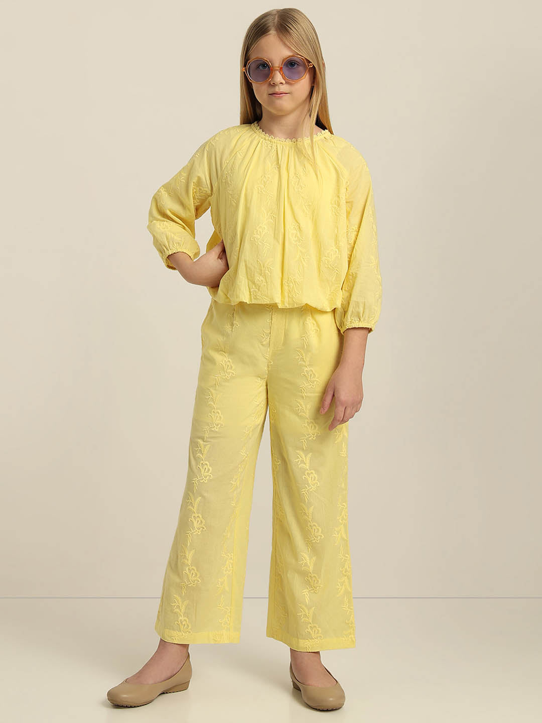 GIRLS Yellow Cotton Pants