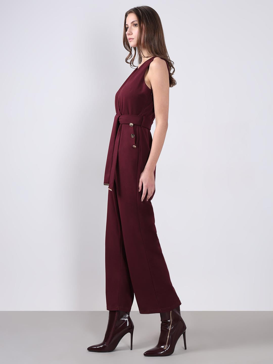 Vero Moda Maroon V Neck Jumpsuit