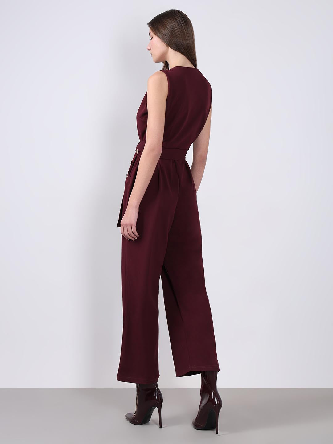 Vero Moda Maroon V Neck Jumpsuit