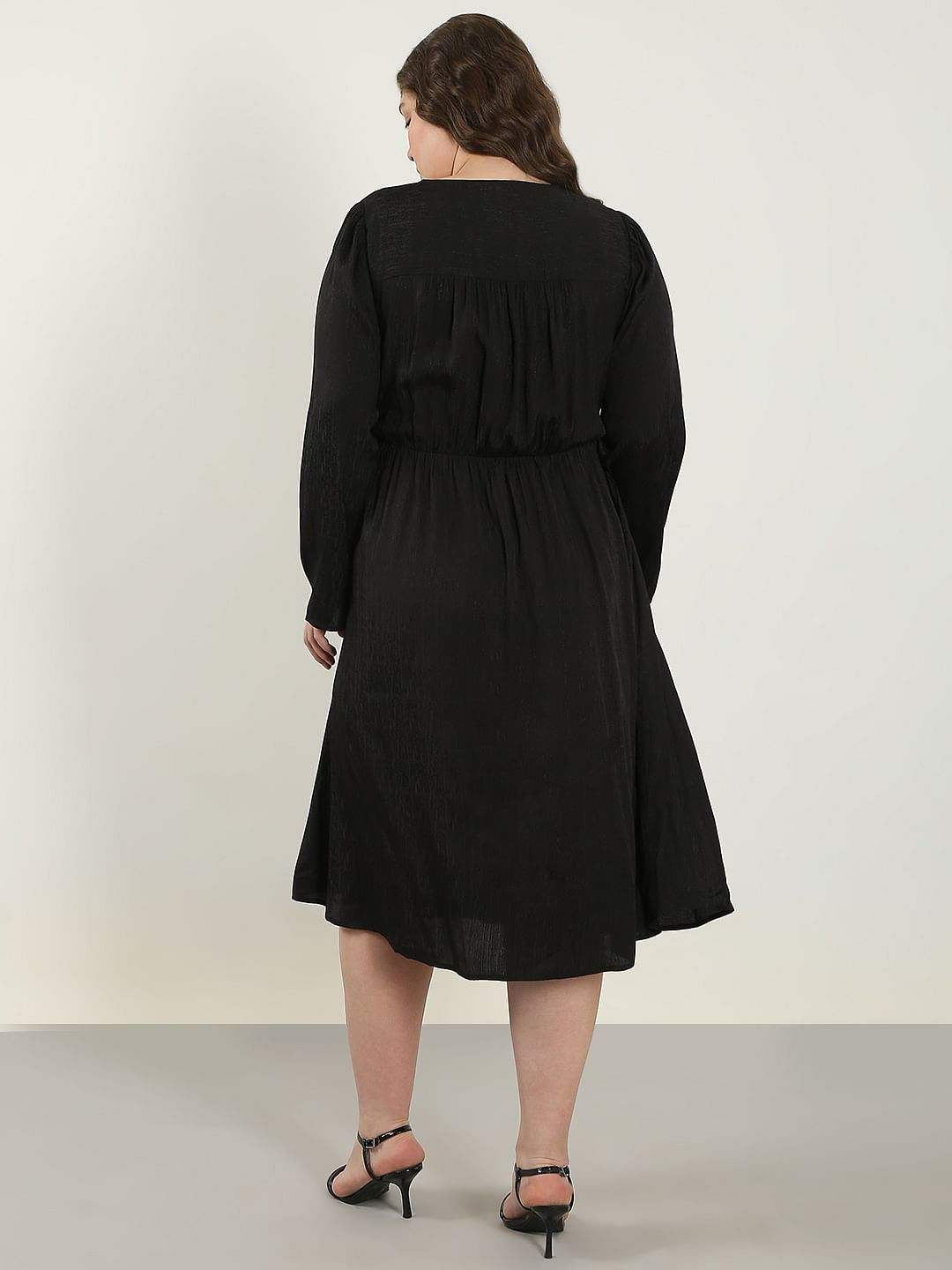 Curve Black Viscose Midi Dress