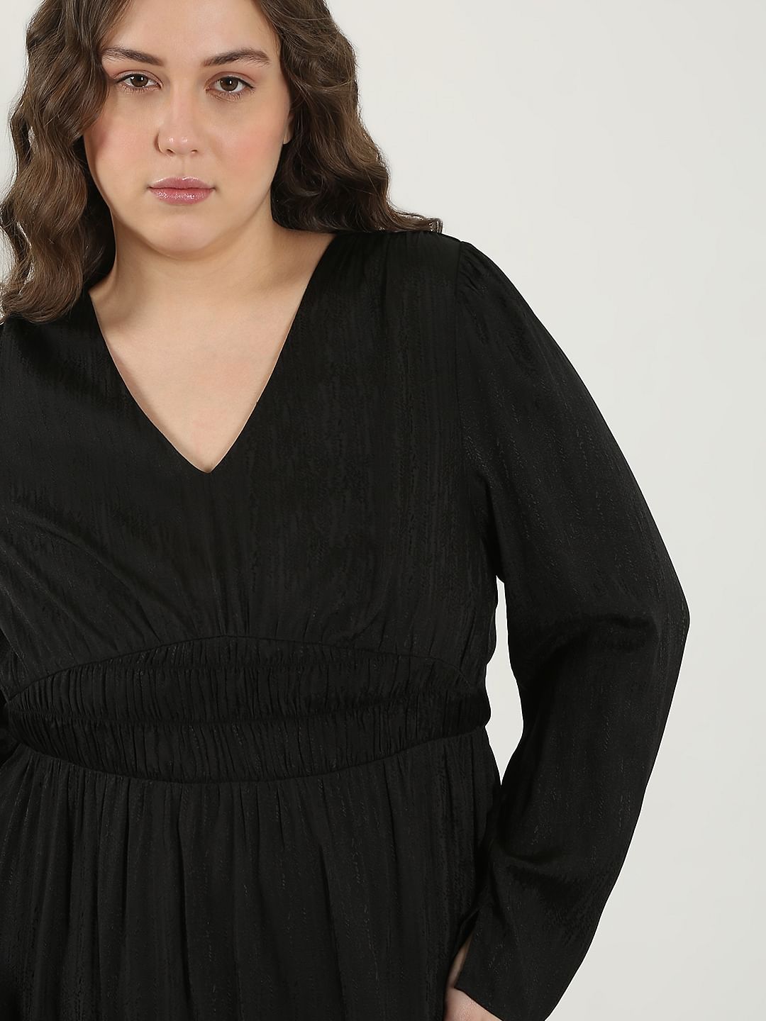 Curve Black Viscose Midi Dress
