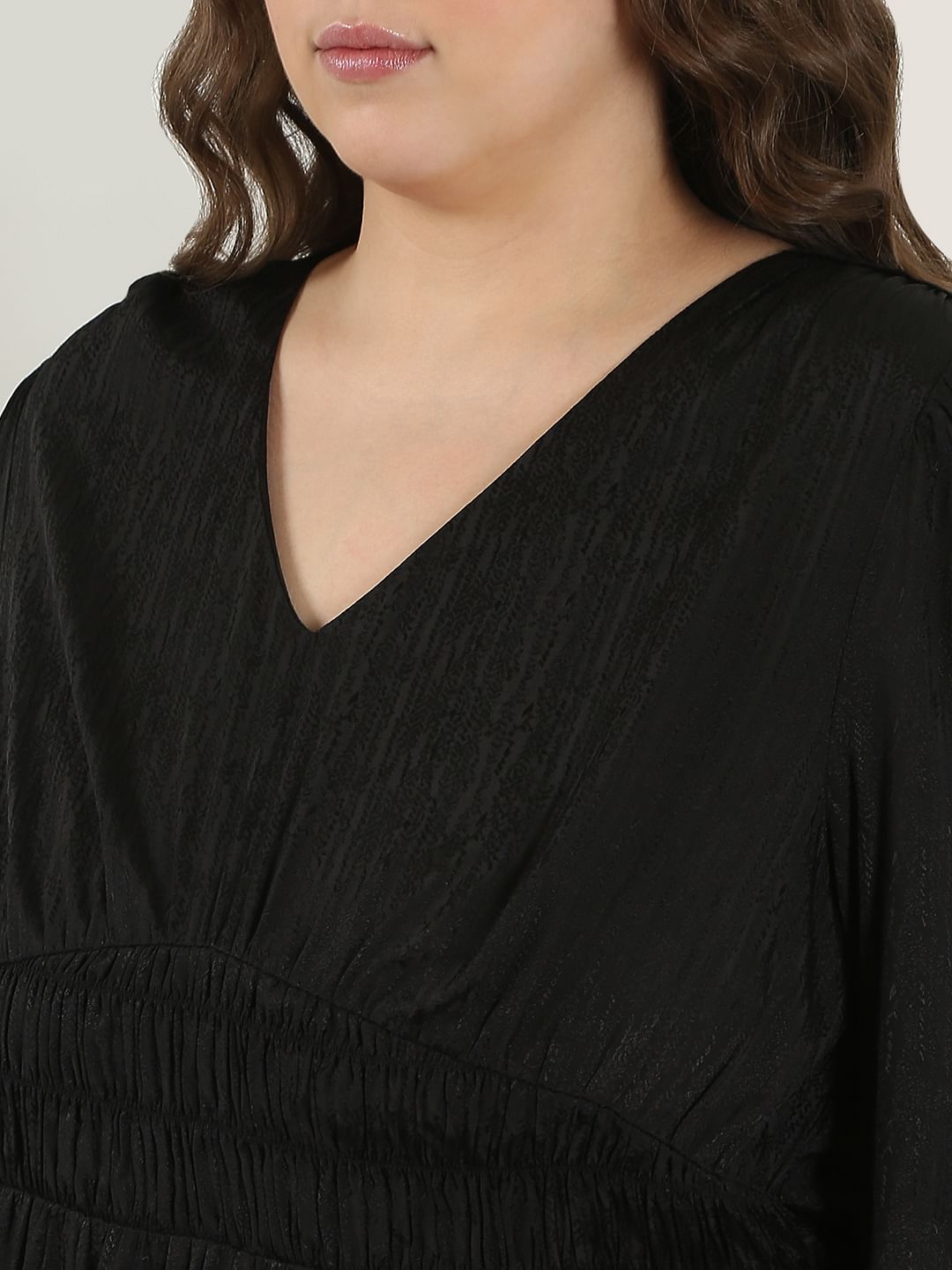 Curve Black Viscose Midi Dress