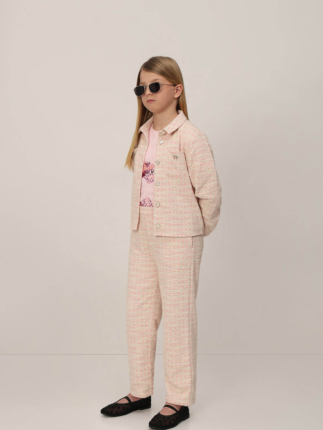 GIRLS Light Pink Tweed Pants