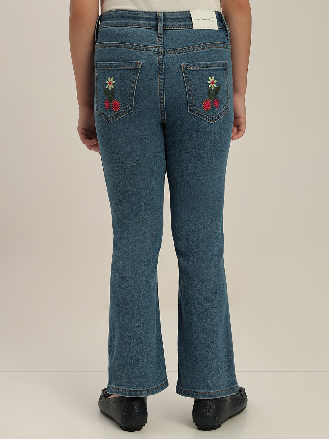 GIRLS Floral Embroidered Bootcut Jeans