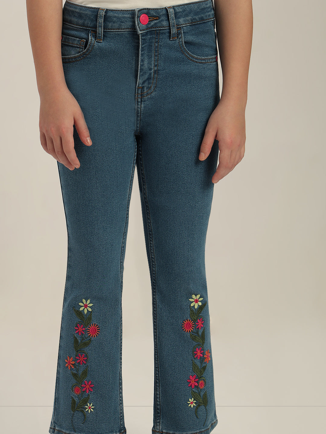 GIRLS Floral Embroidered Bootcut Jeans