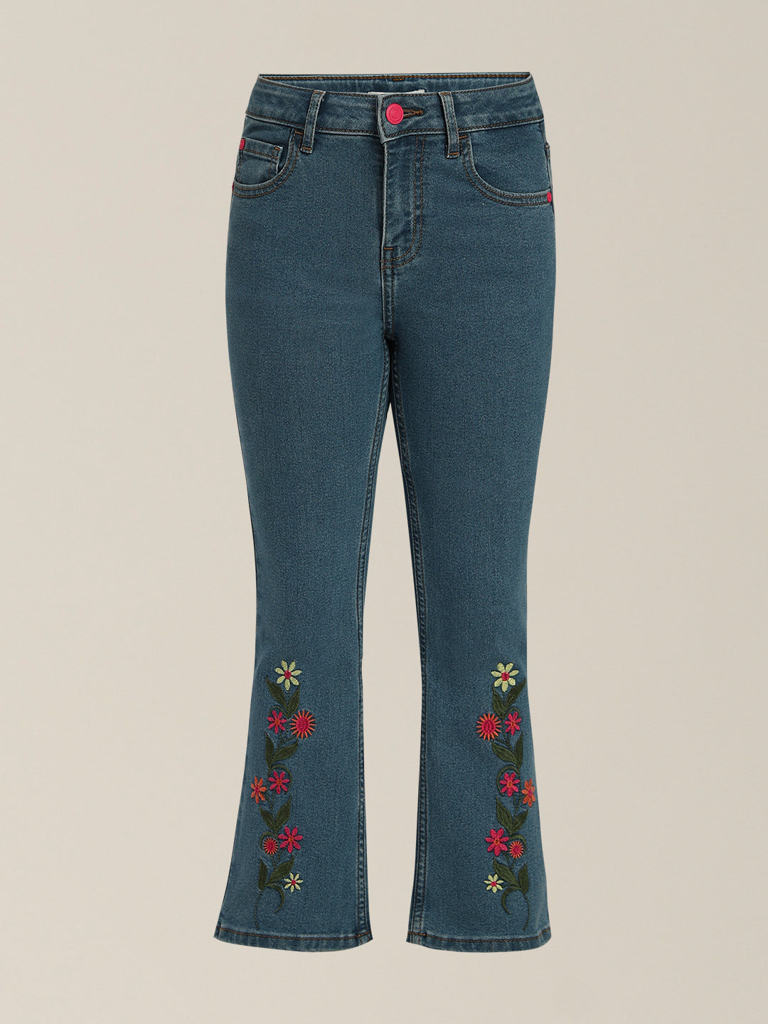 GIRLS Floral Embroidered Bootcut Jeans