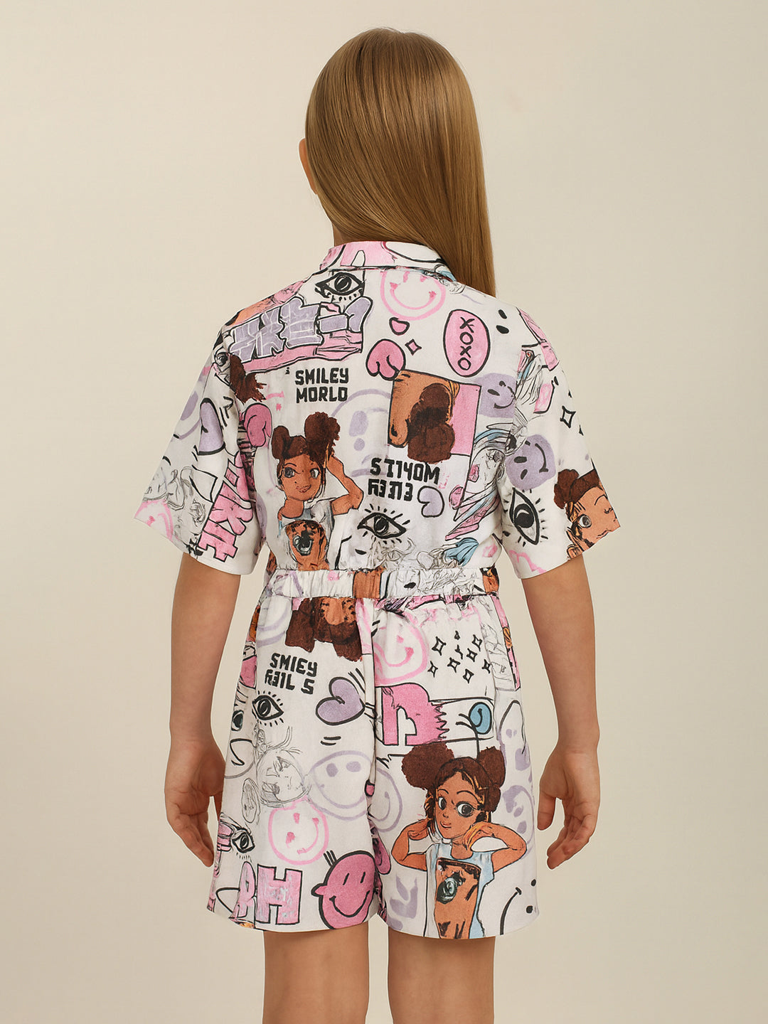 Girls Multi-Colour Graphic Print Dress