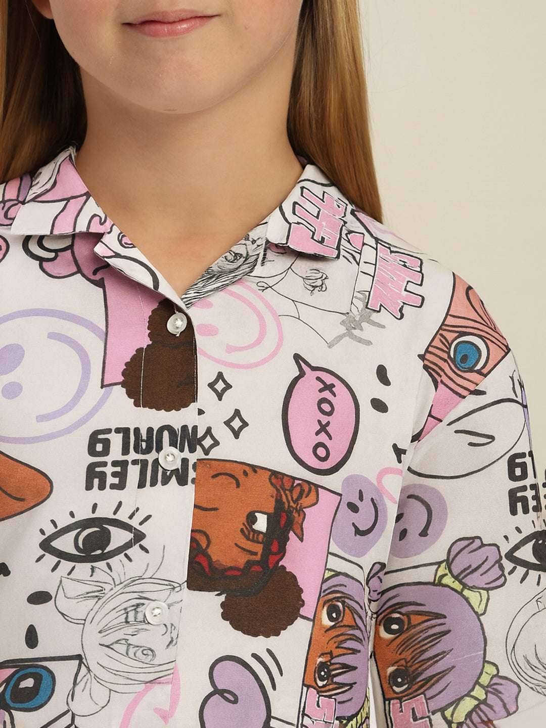 Girls Multi-Colour Graphic Print Dress