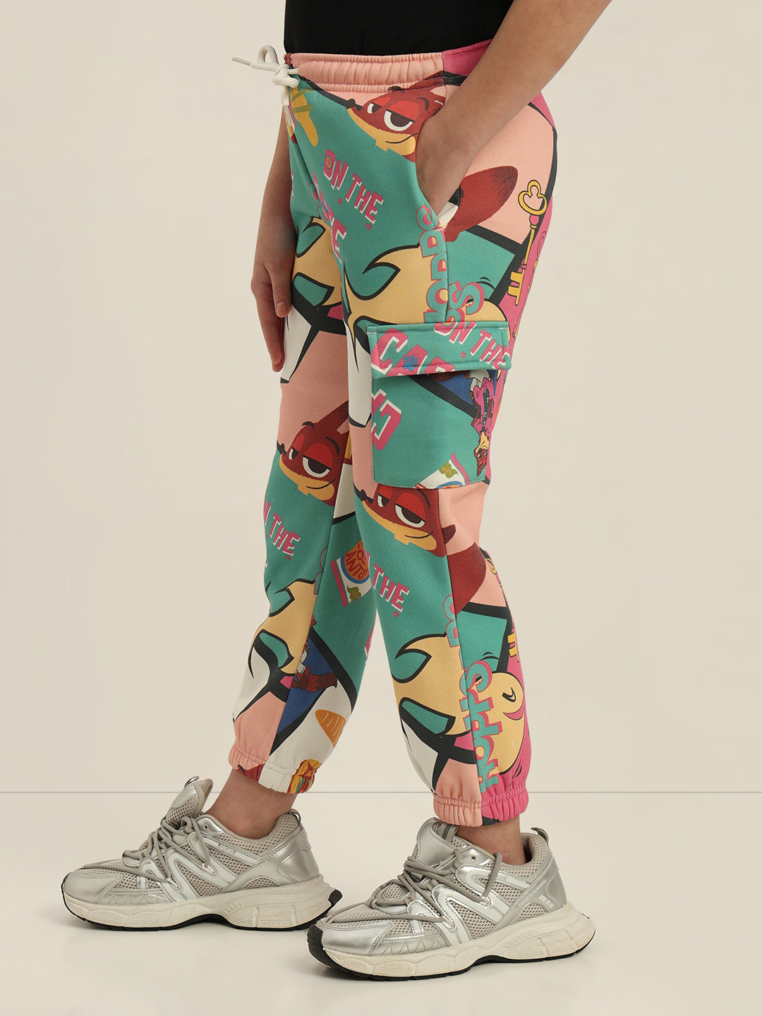 GIRLS Green Zootopia Printed Joggers