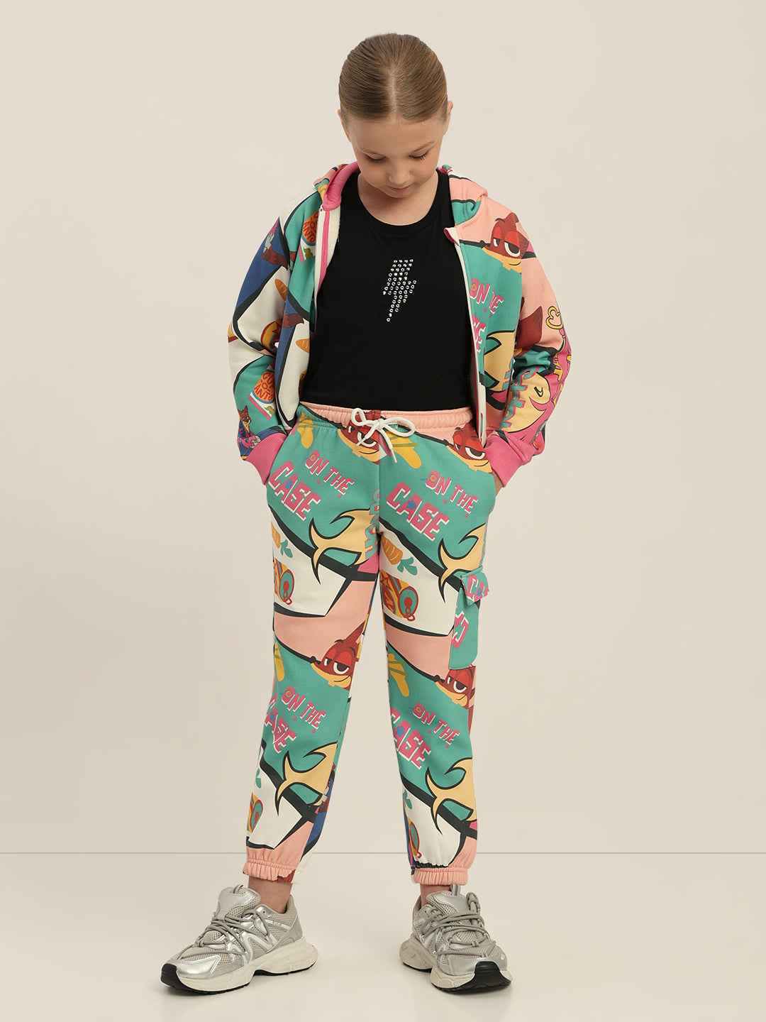 GIRLS Green Zootopia Printed Joggers