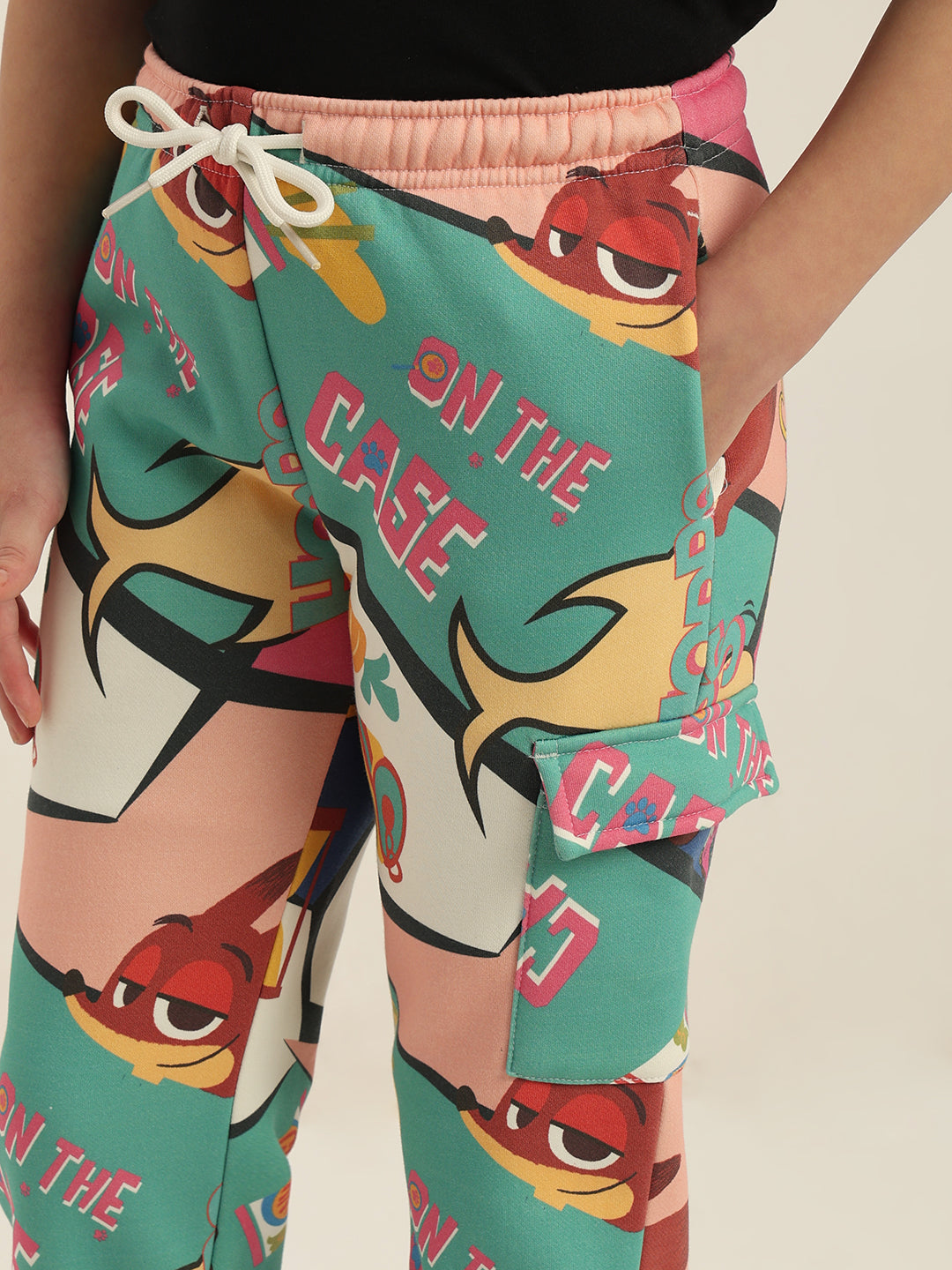 GIRLS Green Zootopia Printed Joggers