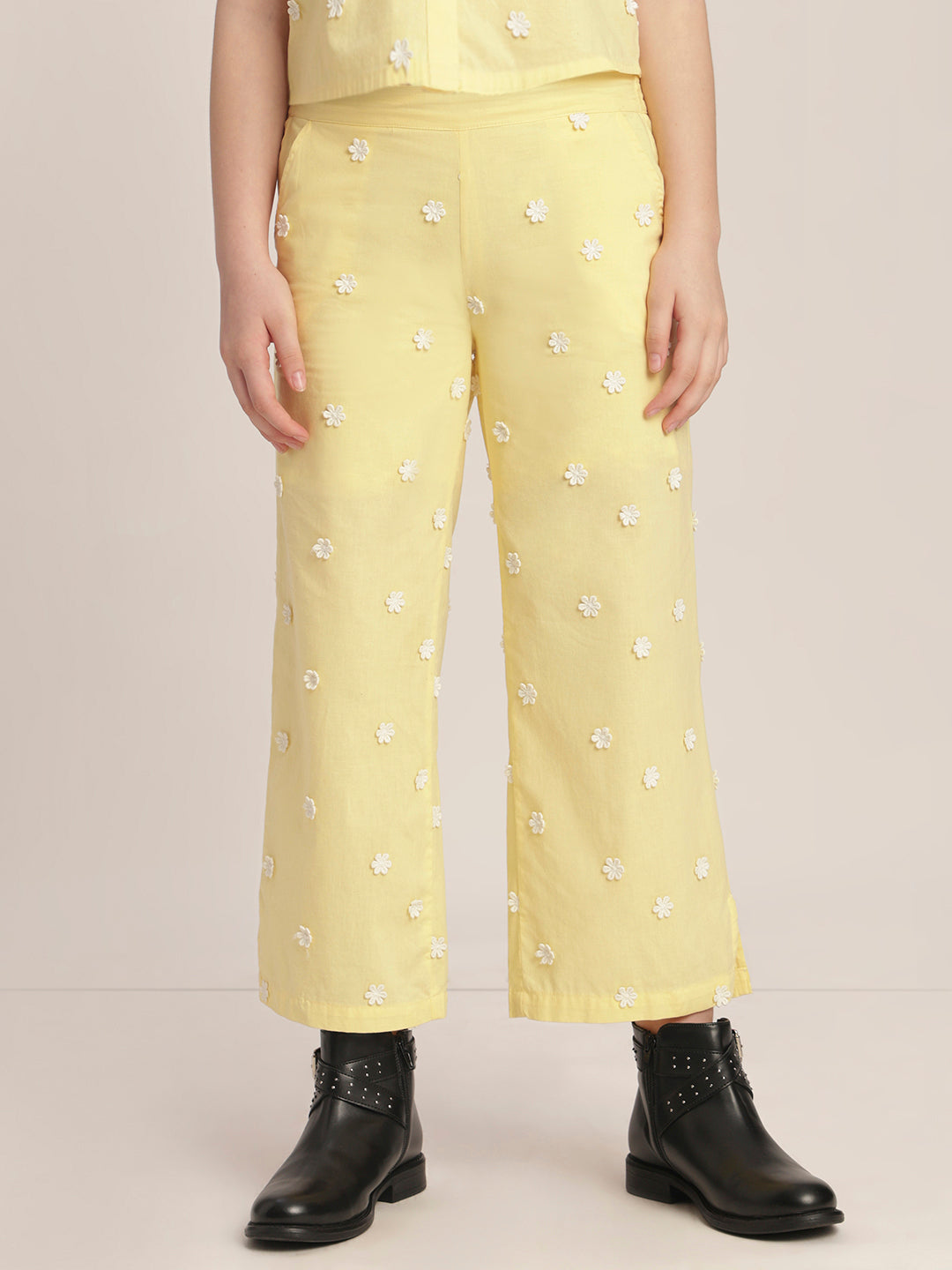 Girls Floral Embroidered Pants