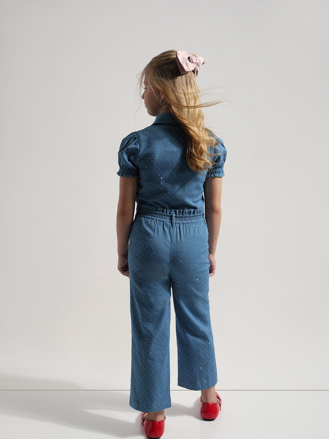 GIRL Blue Embellished Wide Leg Pants