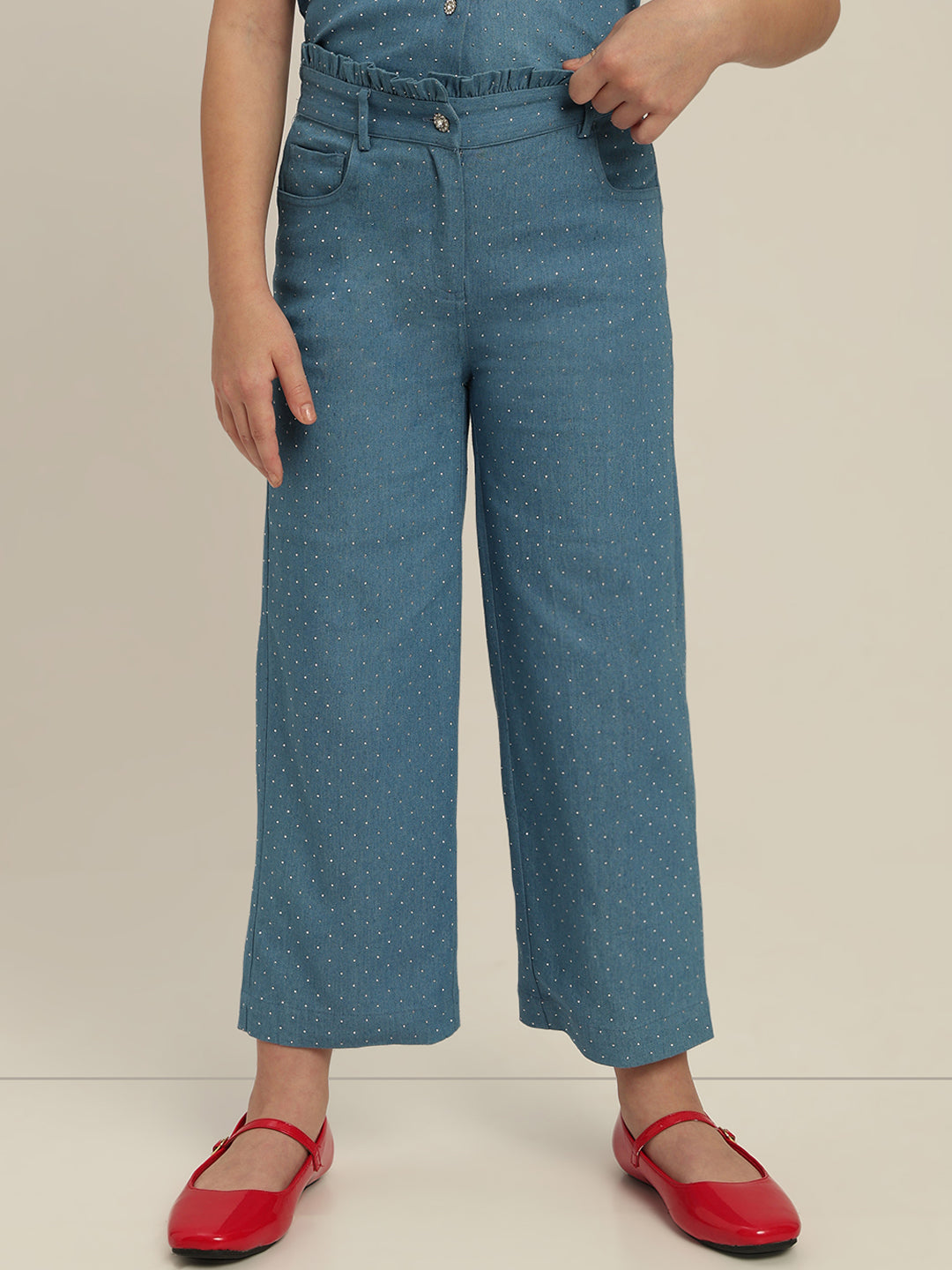 GIRL Blue Embellished Wide Leg Pants
