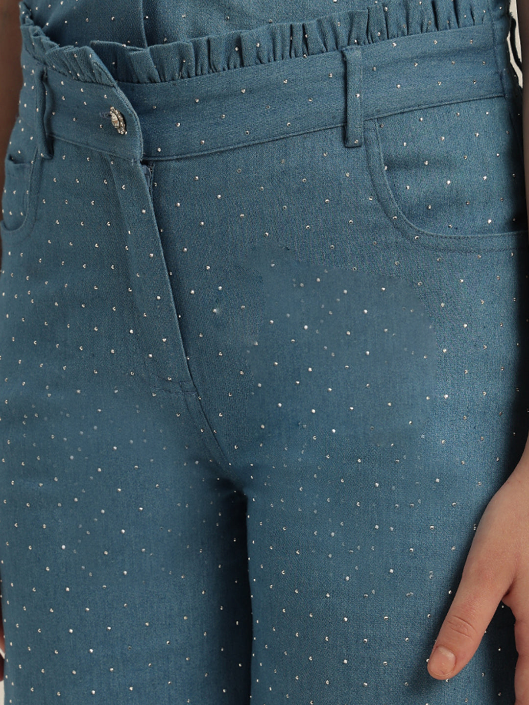 GIRL Blue Embellished Wide Leg Pants