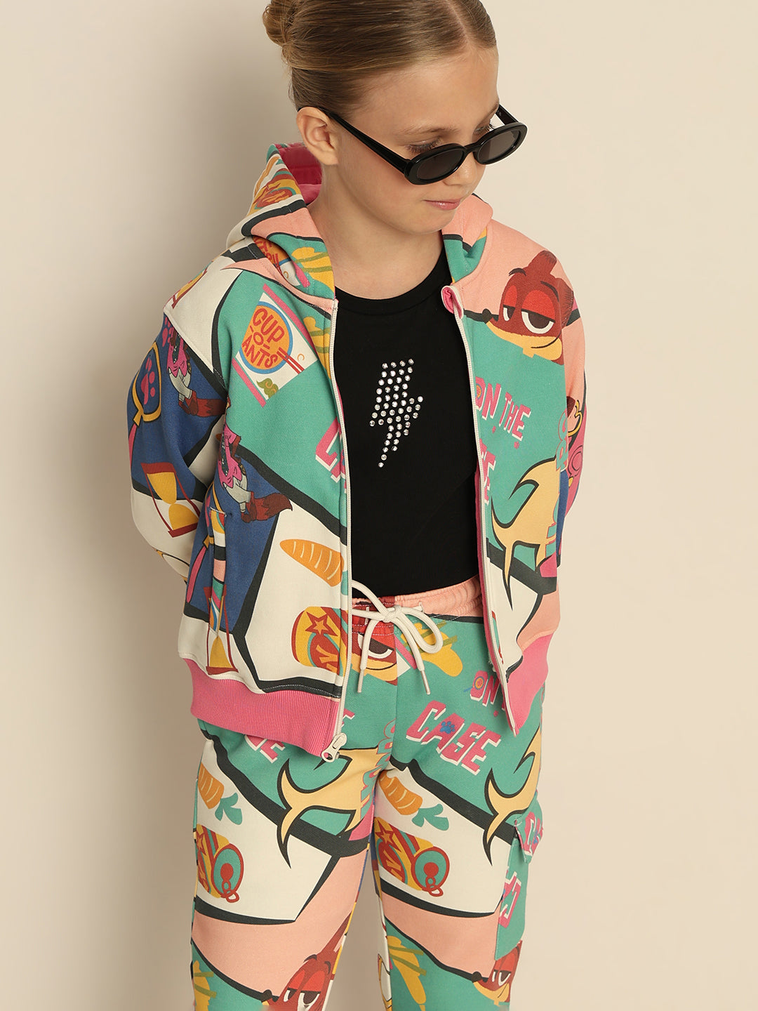 GIRLS Green Zootopia Printed Hoodie