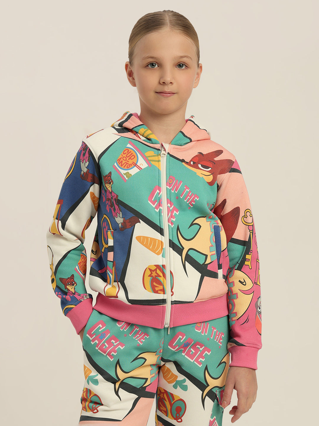 GIRLS Green Zootopia Printed Hoodie