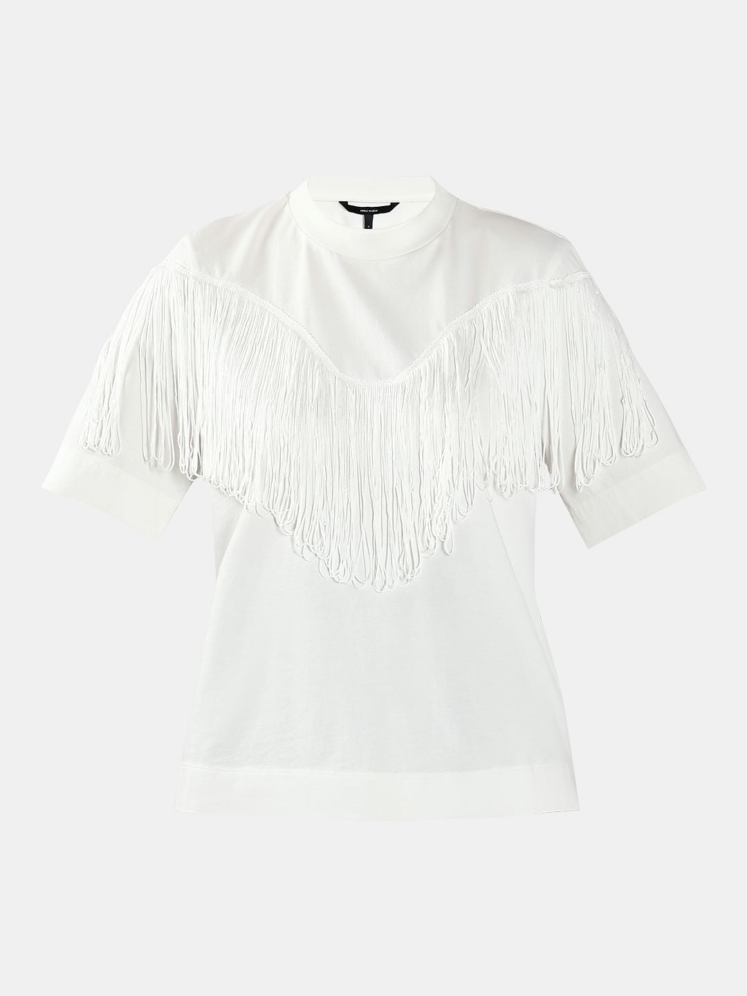 White Fringe Detail T-Shirt