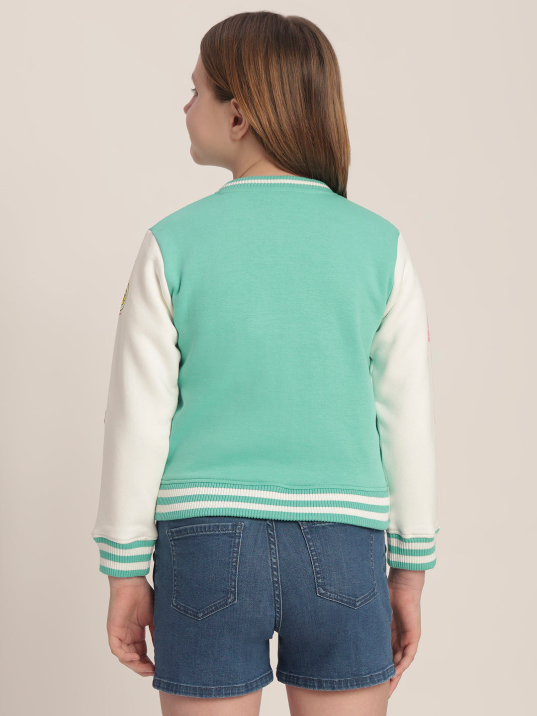 Girls Green Varsity Bomber Jacket