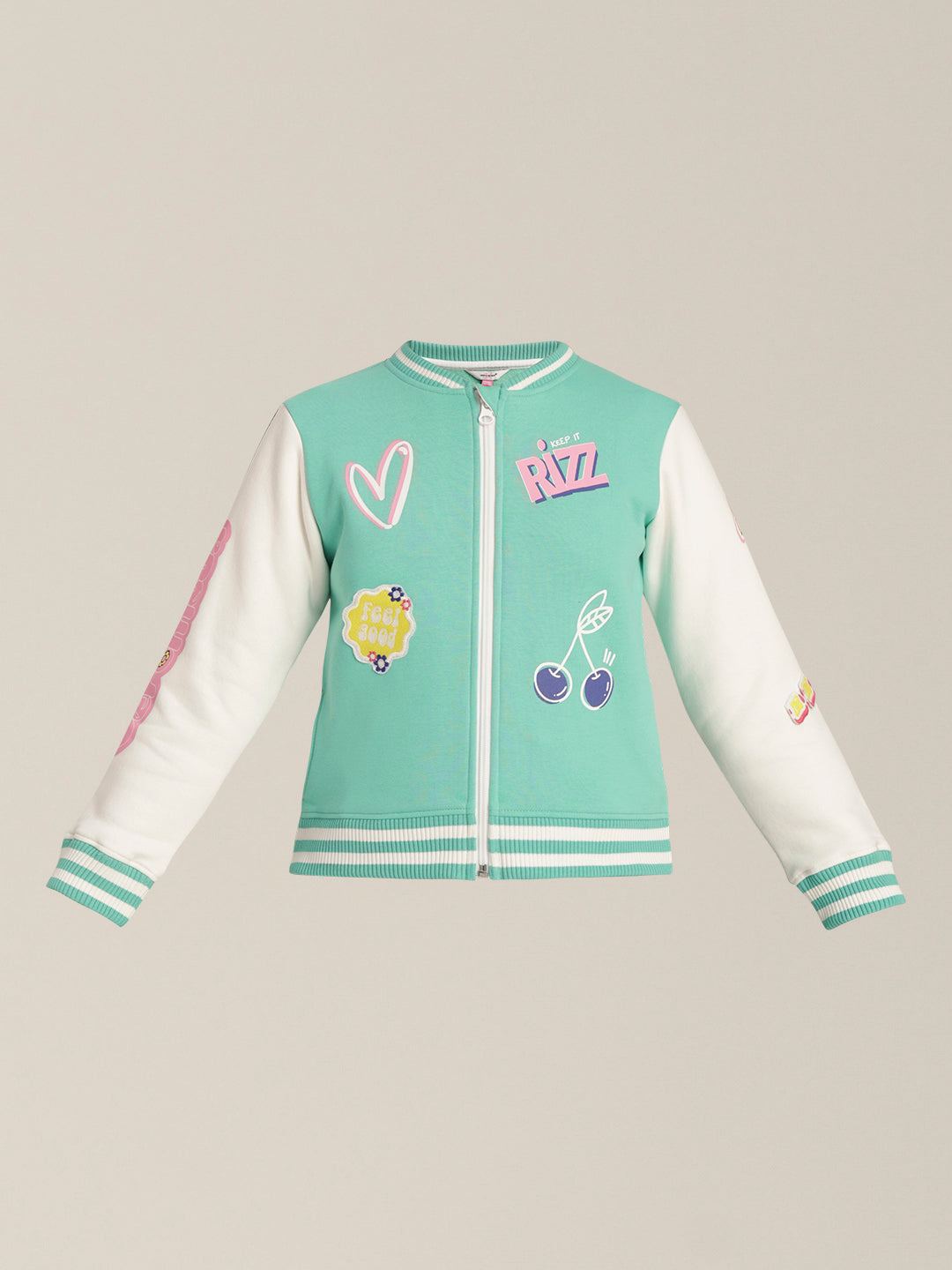 Girls Green Varsity Bomber Jacket