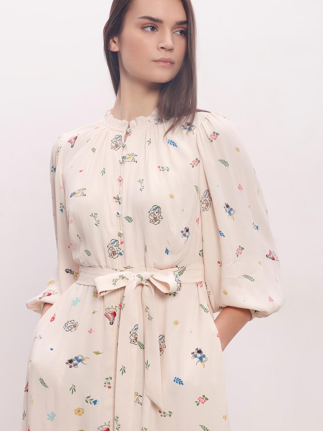 Vero Moda Ecru Printed Midaxi Dress