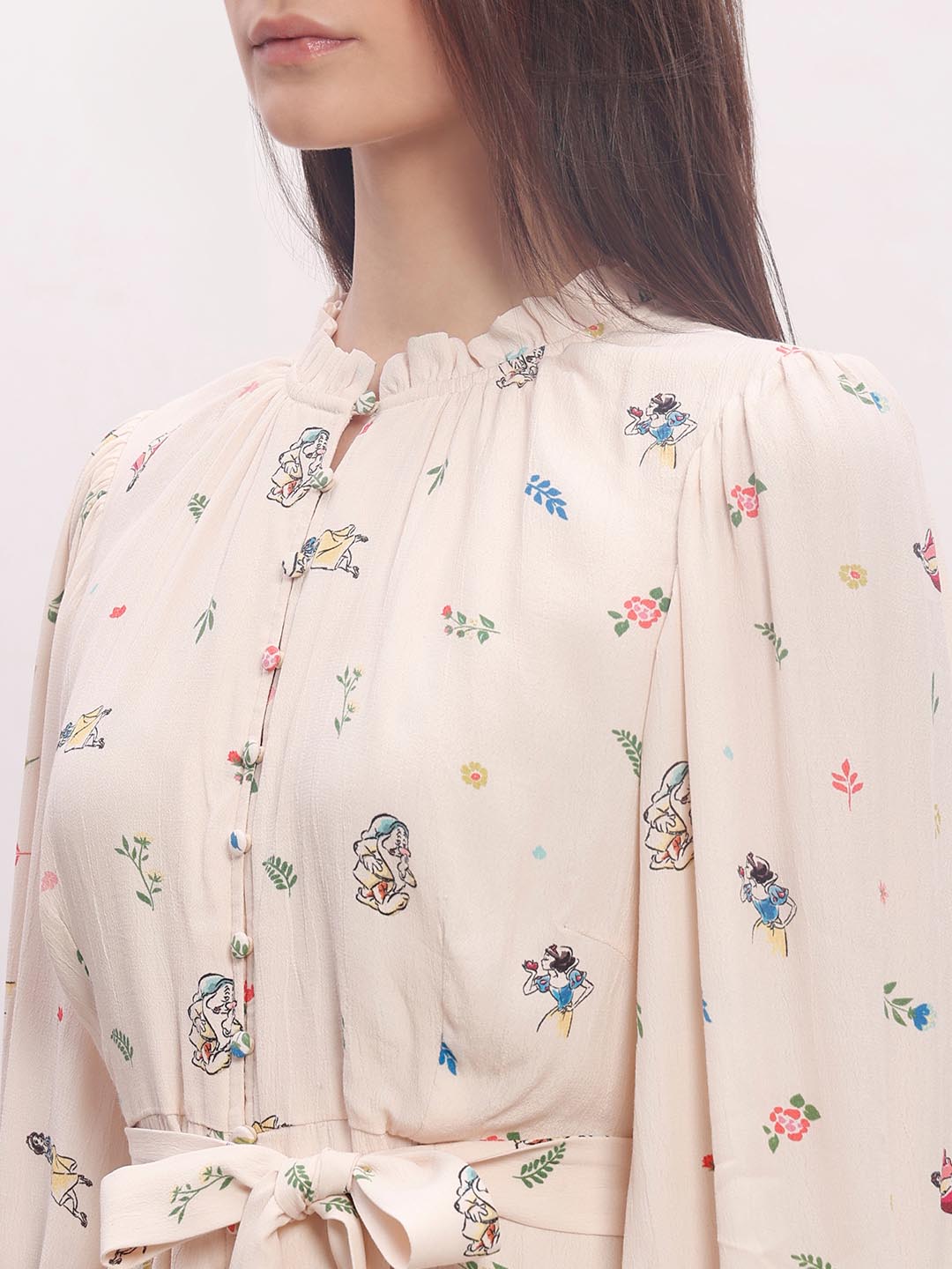 Vero Moda Ecru Printed Midaxi Dress