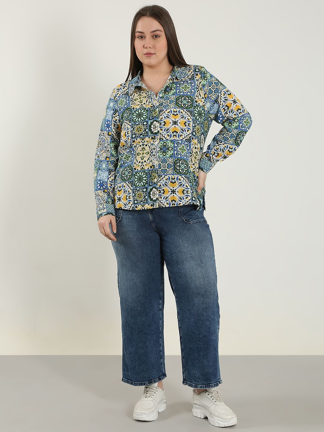Curve Multi-Colour Printed Cotton Shirt