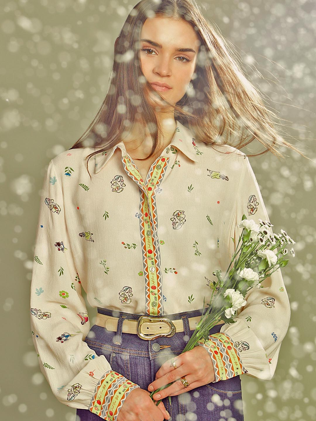 Vero Moda Ecru Printed Viscose Shirt