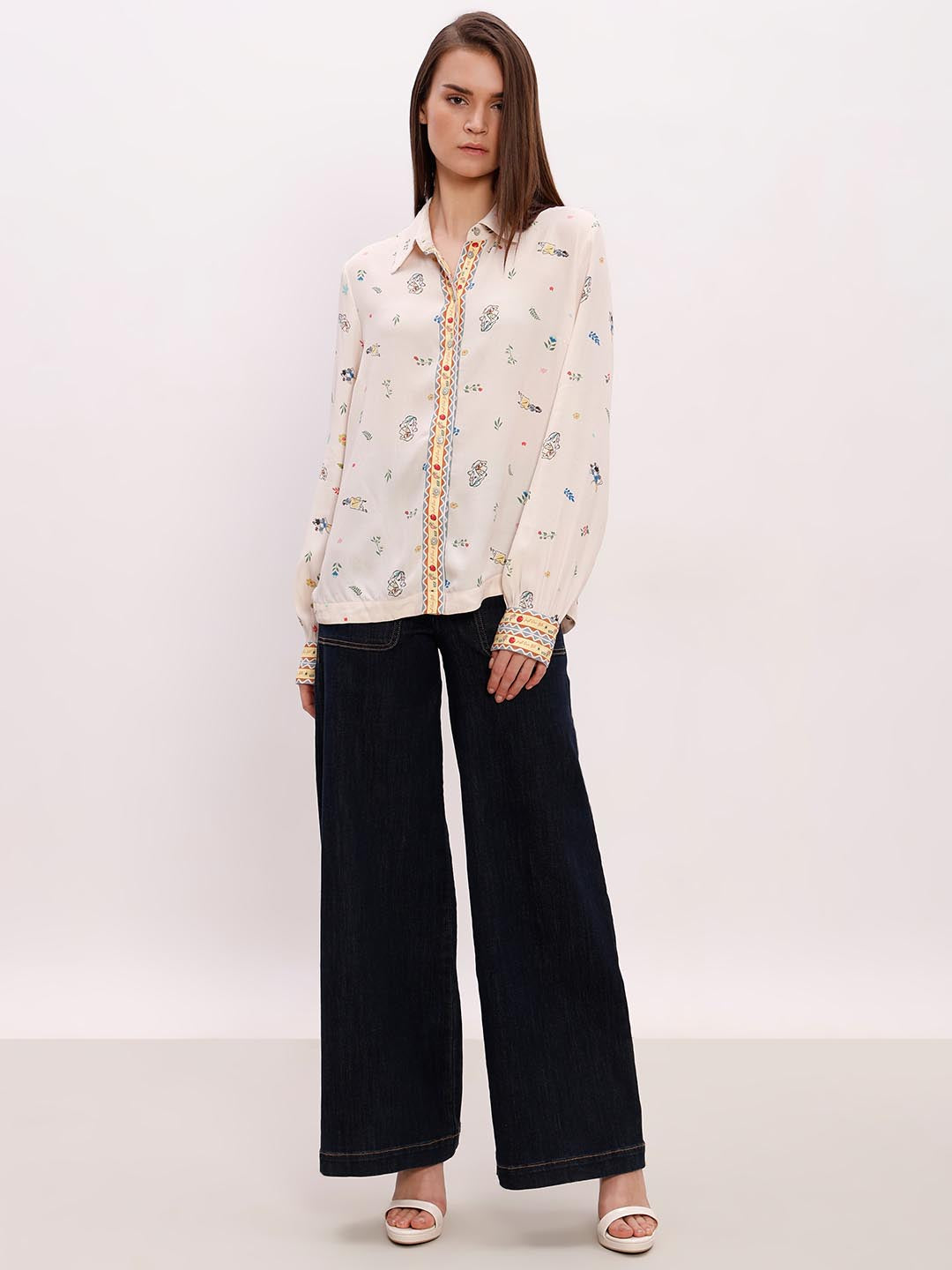 Vero Moda Ecru Printed Viscose Shirt