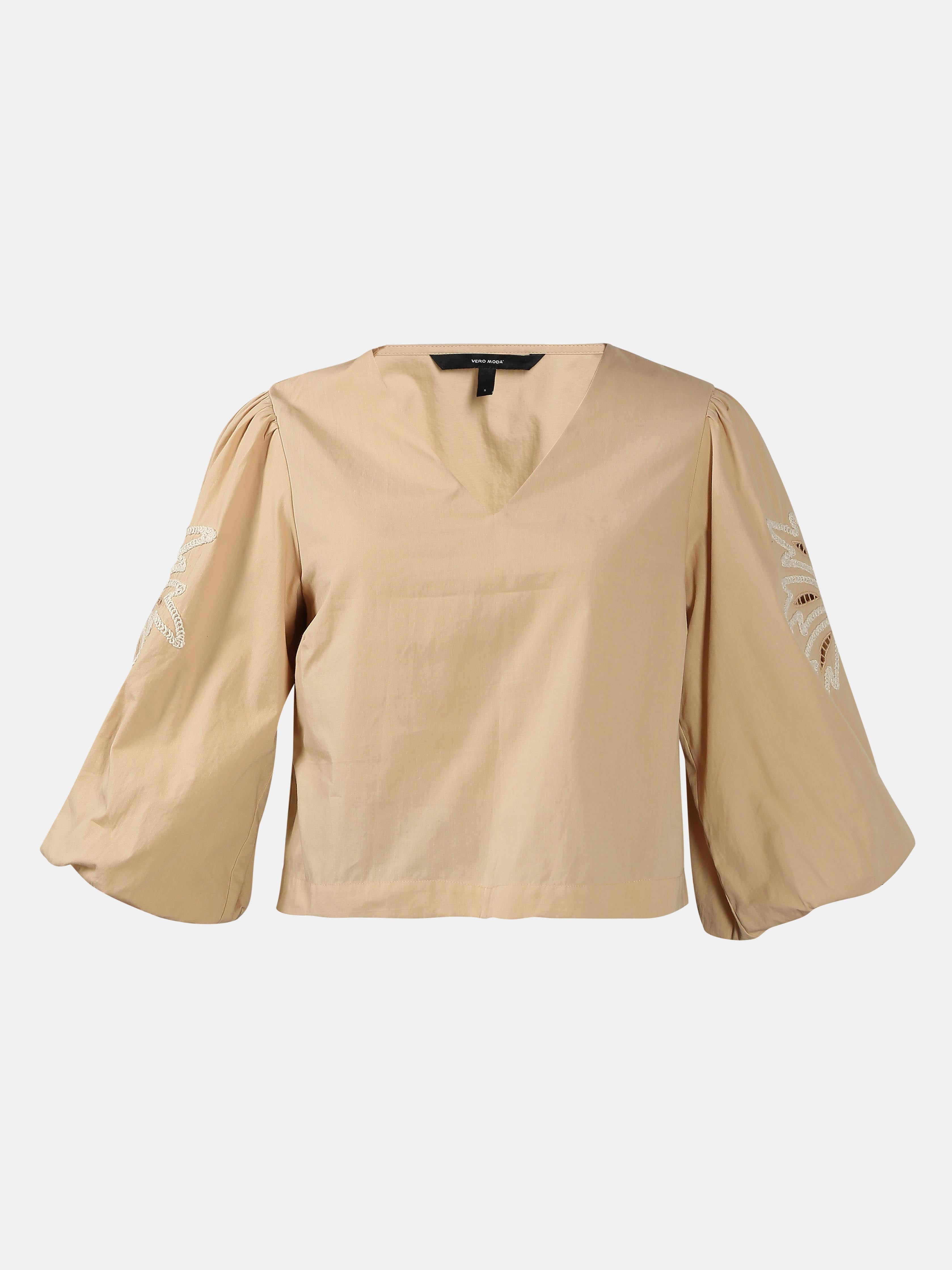 Vero Moda Beige Embroidered Print Top